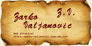 Žarko Valjanović vizit kartica
